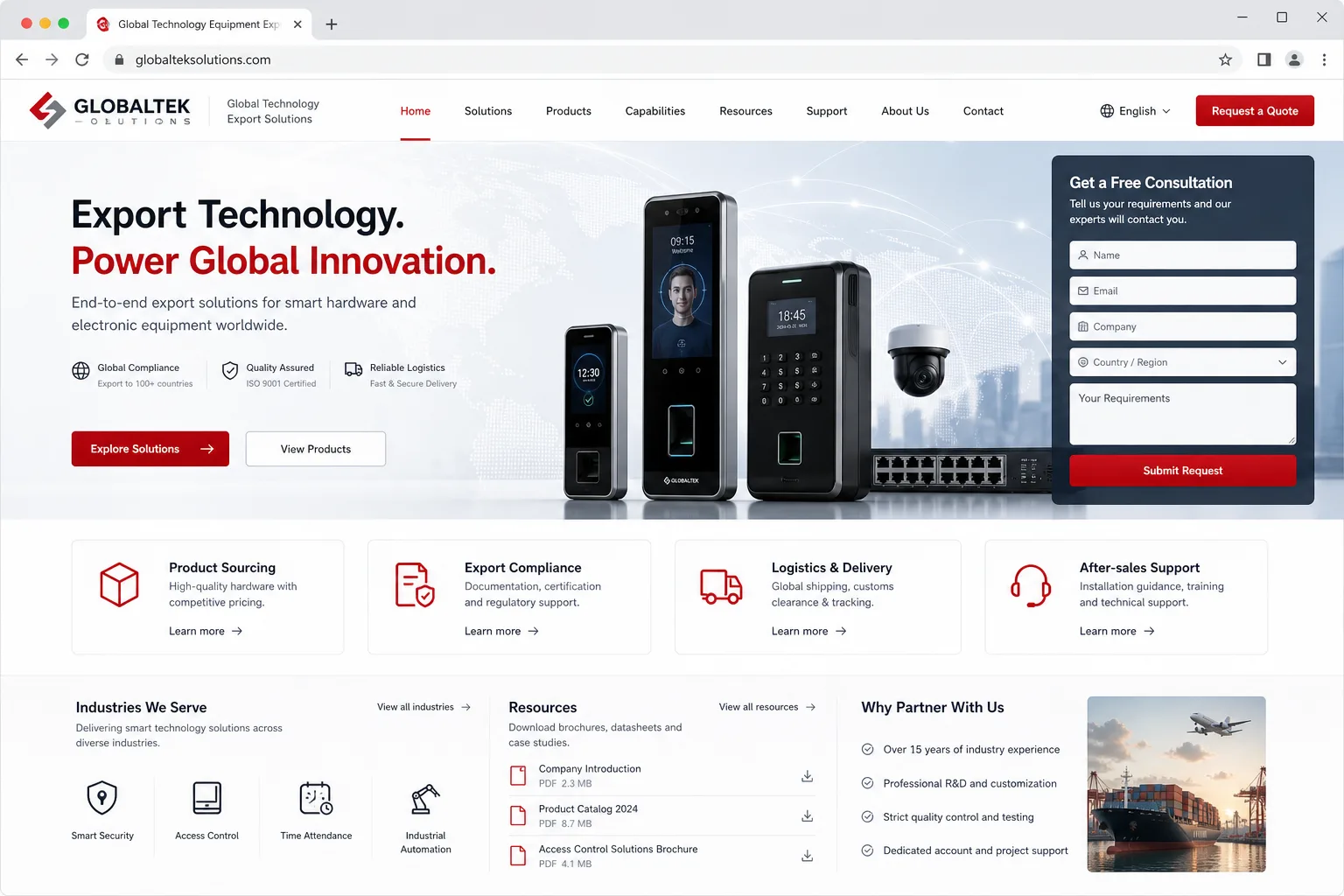 科技产品外贸独立站案例截图