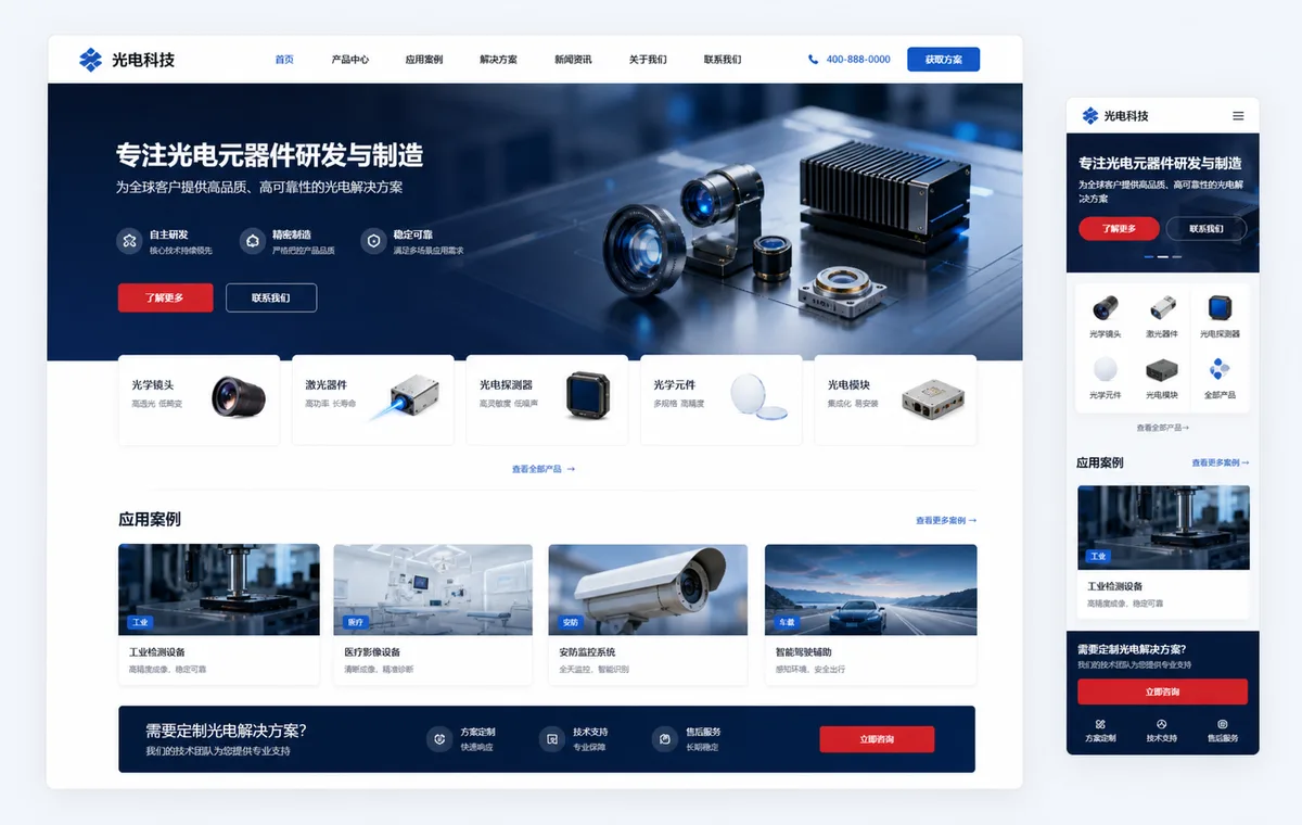 华荣光电产品展示站案例截图