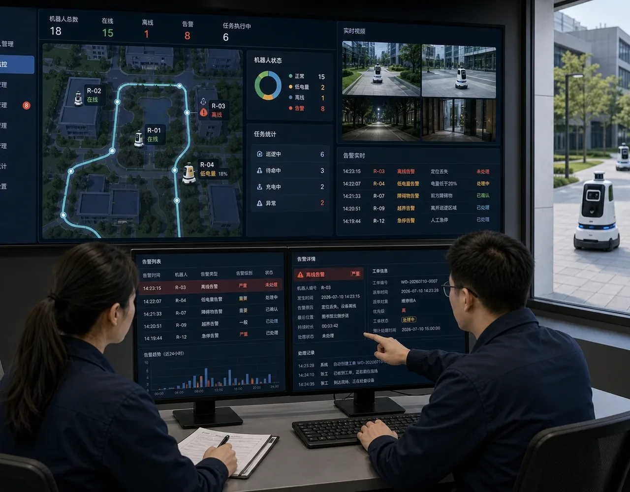 园区巡逻机器人状态监控与异常告警实景
