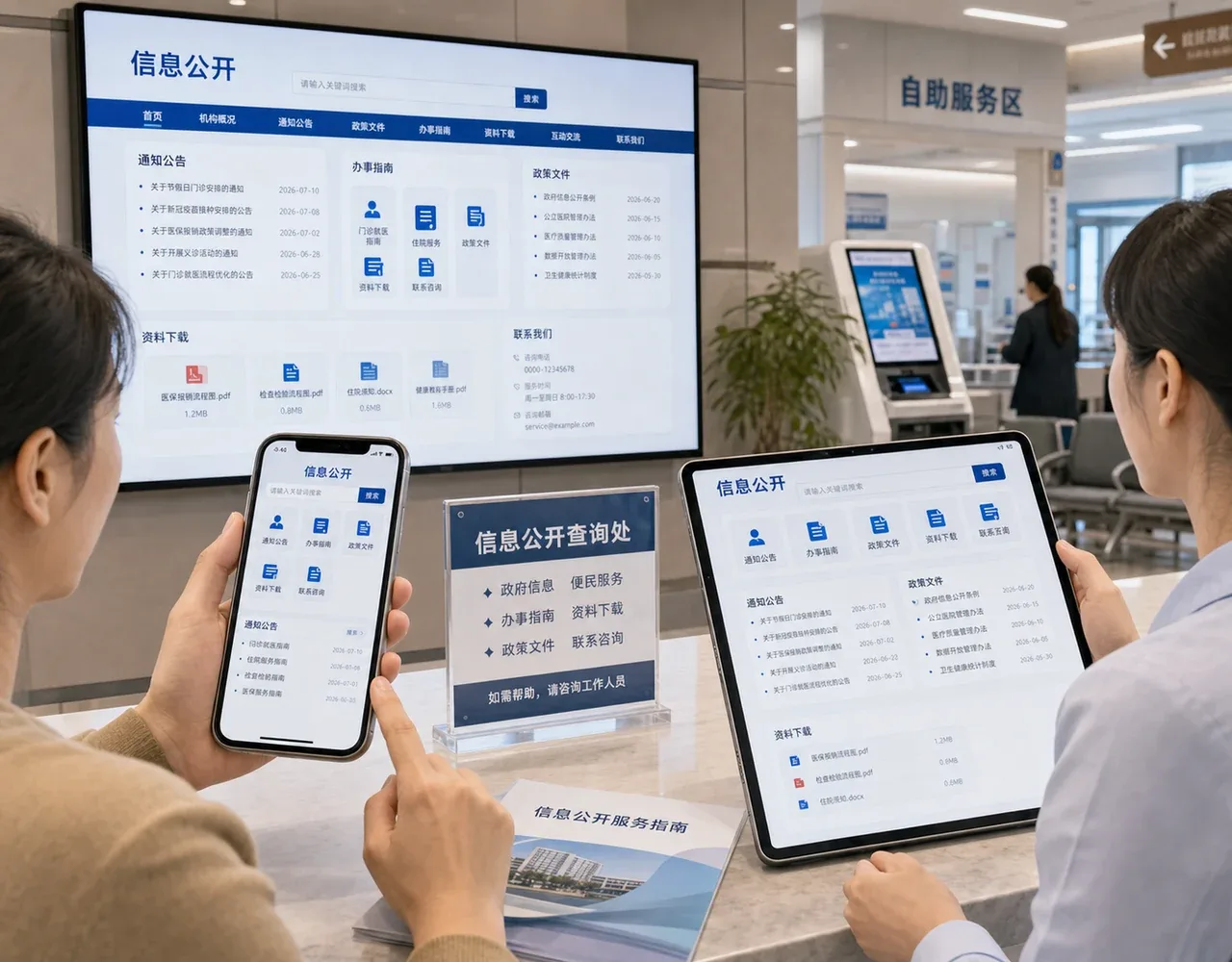 信息公开网站在公共服务场景提供手机查询和资料下载