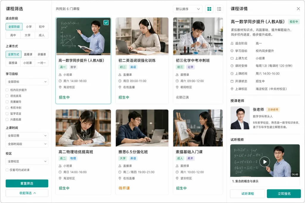 课程列表与详情