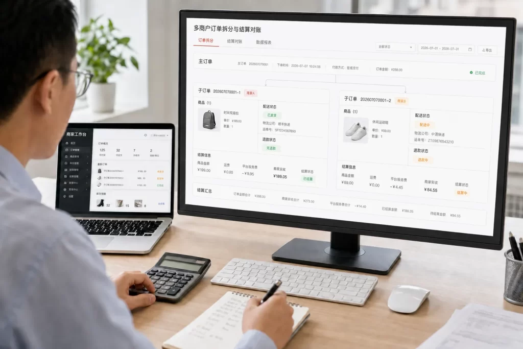 B2B2C商城订单结算与商户后台